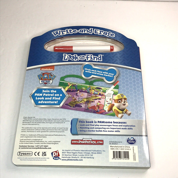 New Nickelodeon Paw Patrol - Write-And-Erase Look and Find [w/Marker] Board Book - Picture 3 of 7